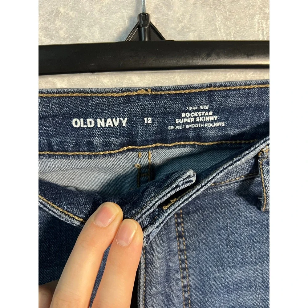 Old Navy High Rise Super Skinny Rockstar Denim Jeans with Distressing Women's 12 - Picture 6 of 6